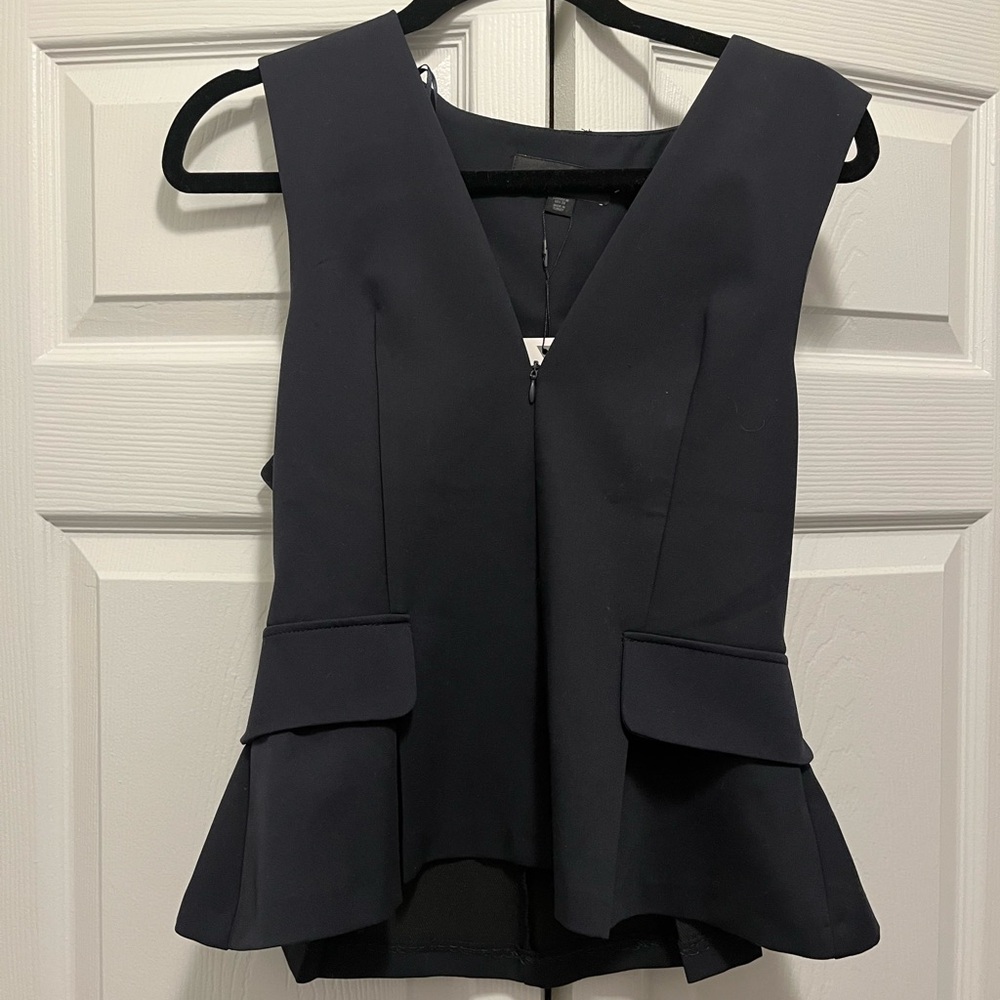 Zara Black V-Neck Peplum Blouse